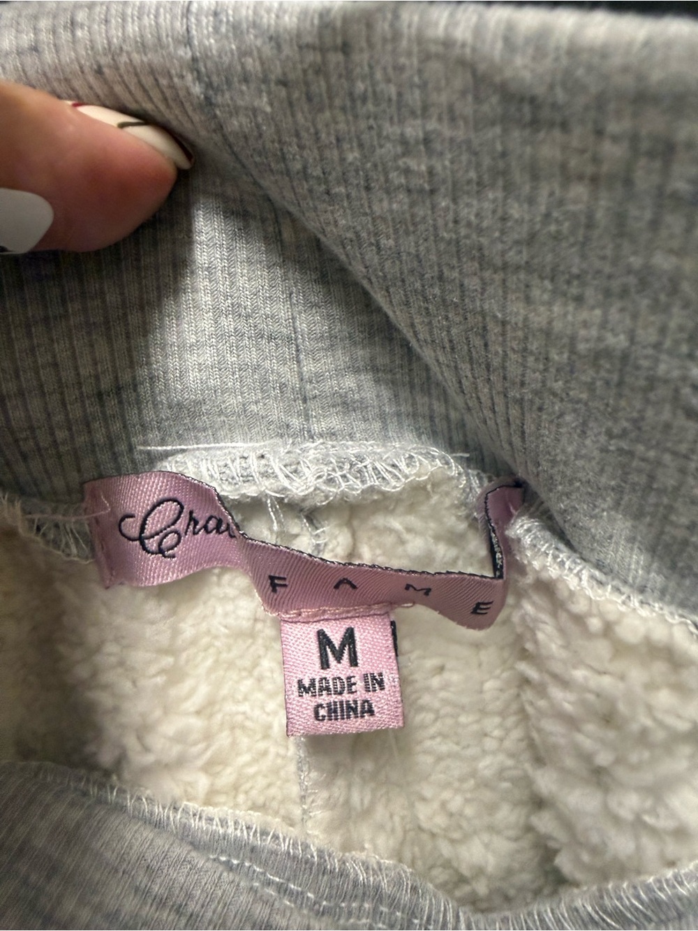NWT Crave Fame Gray Sherpa Lined Jogger Sweatpants Medium - Picture 3 of 5